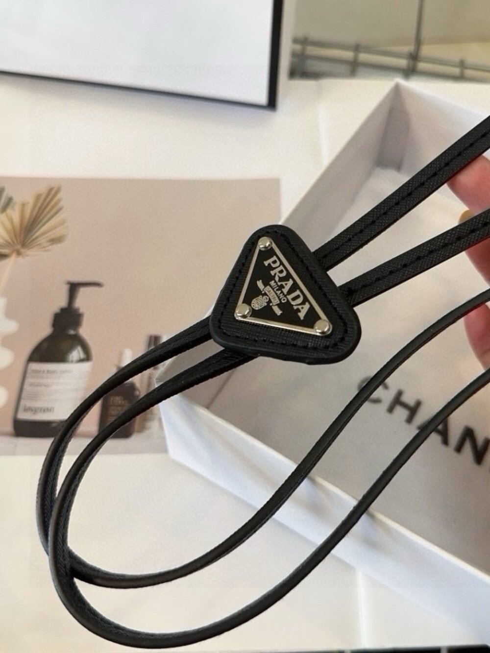 New Prada Saffiano Leather Bolo Tie Unisex✨🎁 - Picture 1 of 7